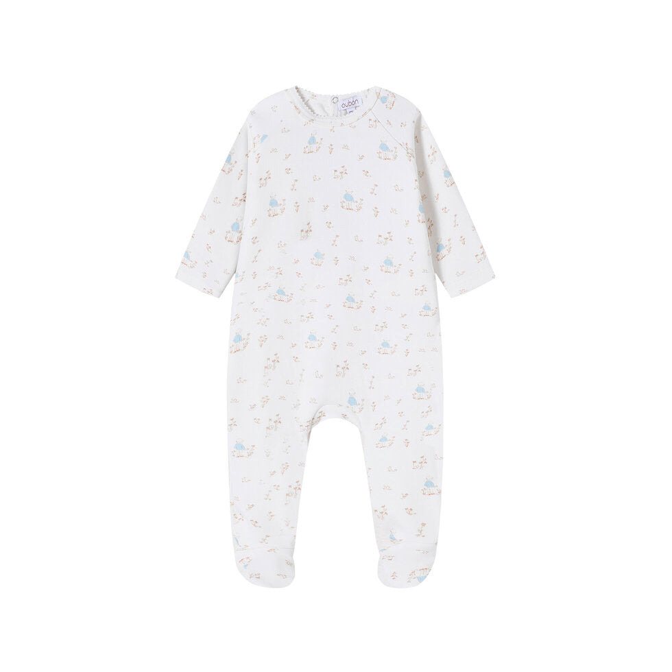 AW240-FOOTIE/HAT FOREST PRINT - BLUE