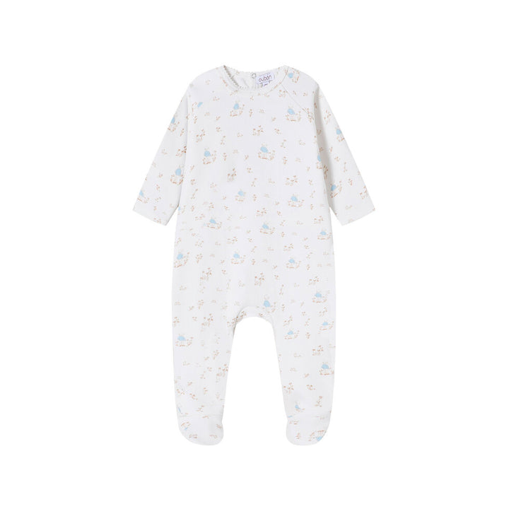 AW240-FOOTIE/HAT FOREST PRINT - BLUE