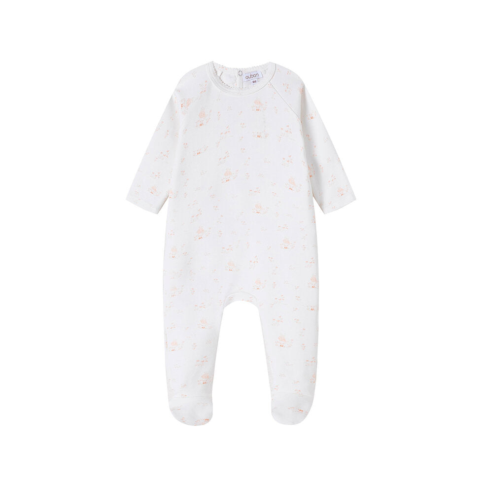 AW241-FOOTIE/HAT FOREST PRINT - PINK