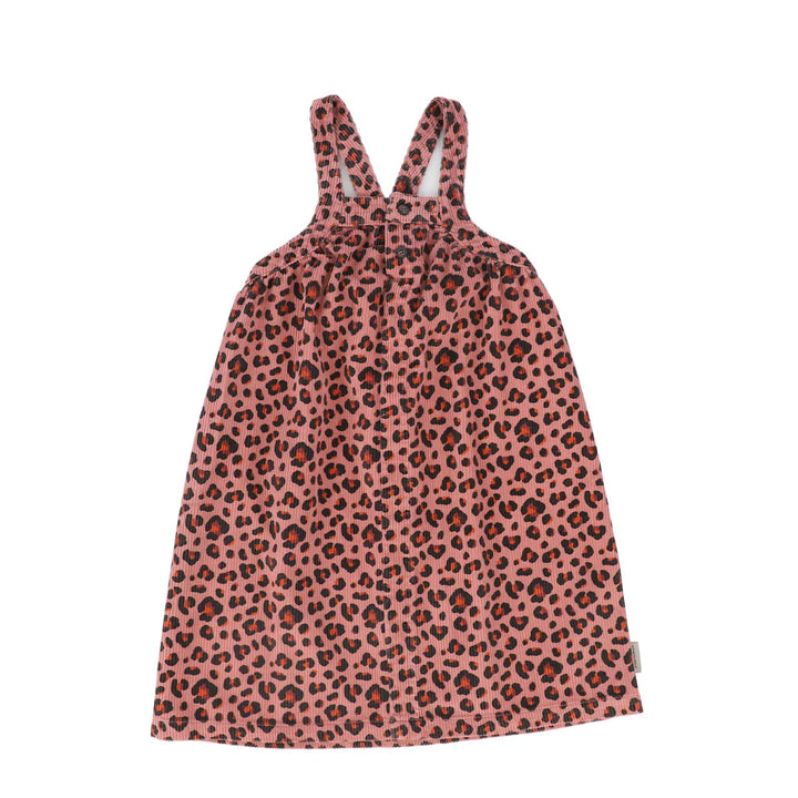AW25.MN2513BUSA-Knee-lenght dress w/ straps | Pink w/ animal print-pink | cotton corduroy