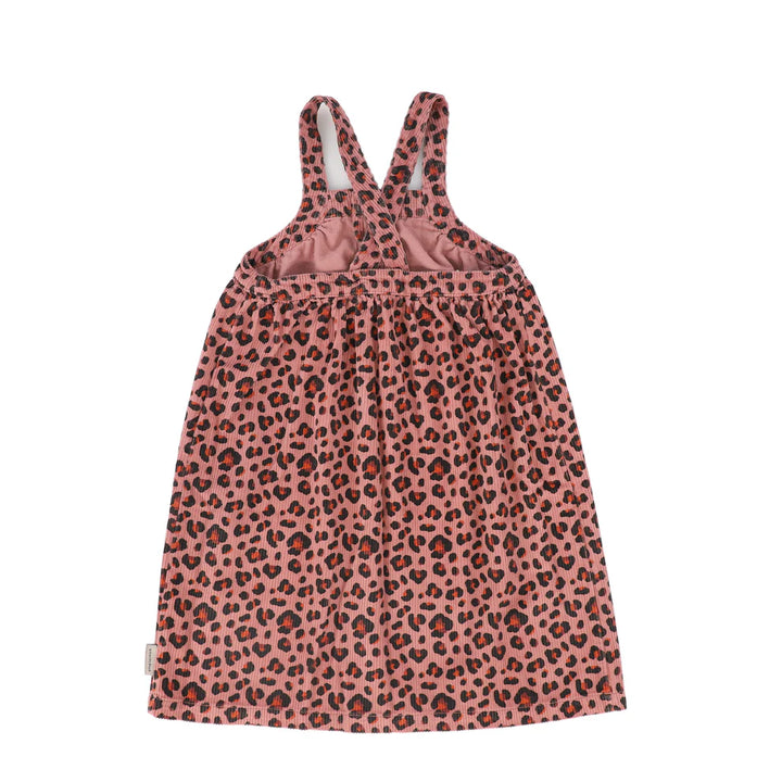AW25.MN2513BUSA-Knee-lenght dress w/ straps | Pink w/ animal print-pink | cotton corduroy