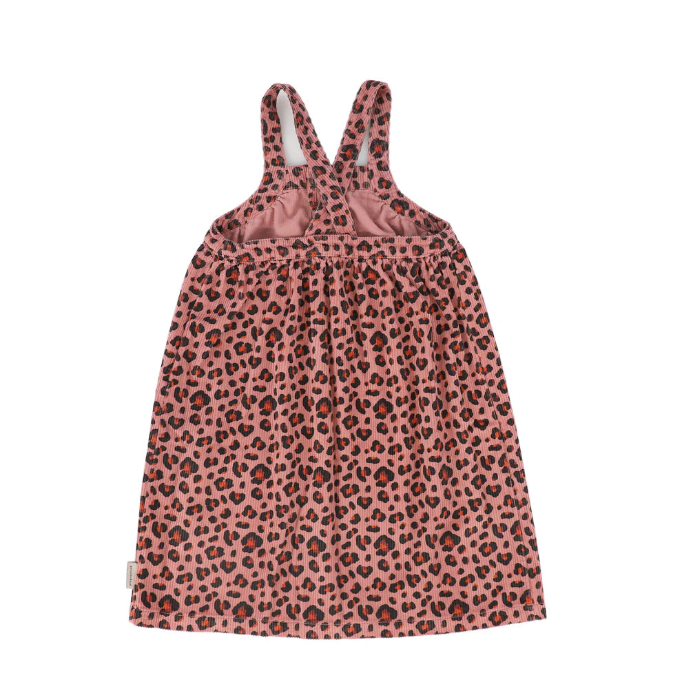 AW25.MN2513B-Short dress w/ straps | Pink w/ animal print-pink | cotton corduroy