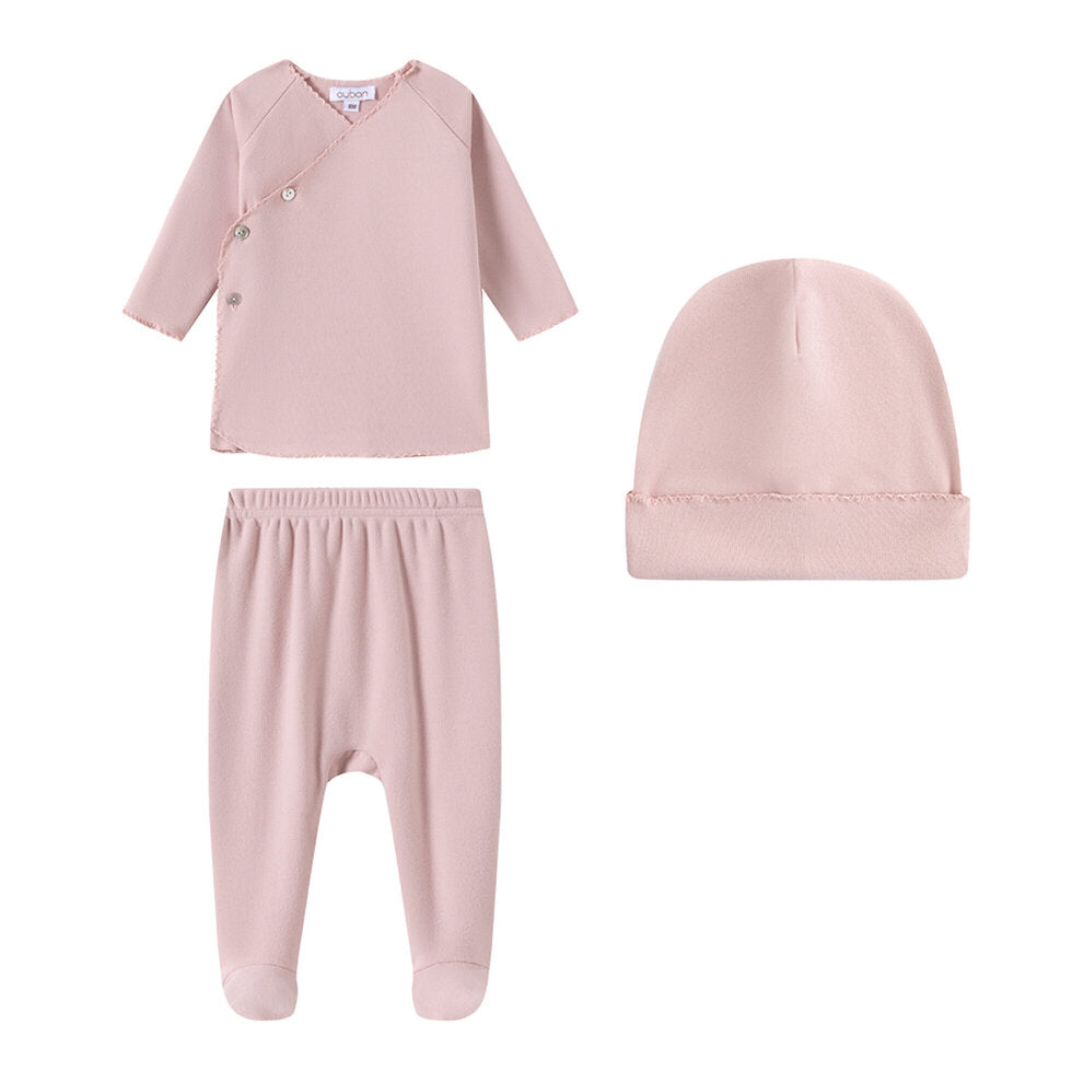 AW252-SWEAT SET FLEECE PICOT TRIM WRAP SET - PINK