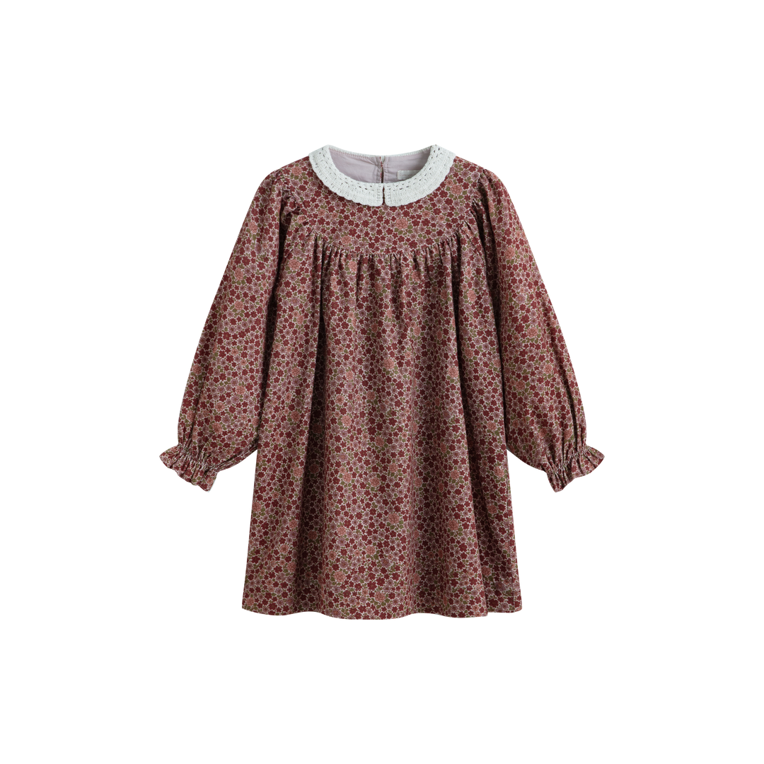 Kaya Dress Burgundy Flower
