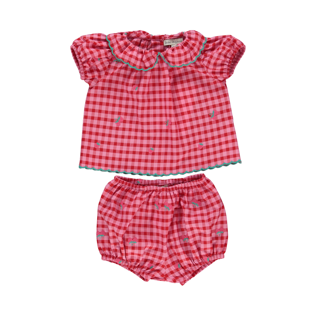 ALISA BABY SET-Raspberry Check