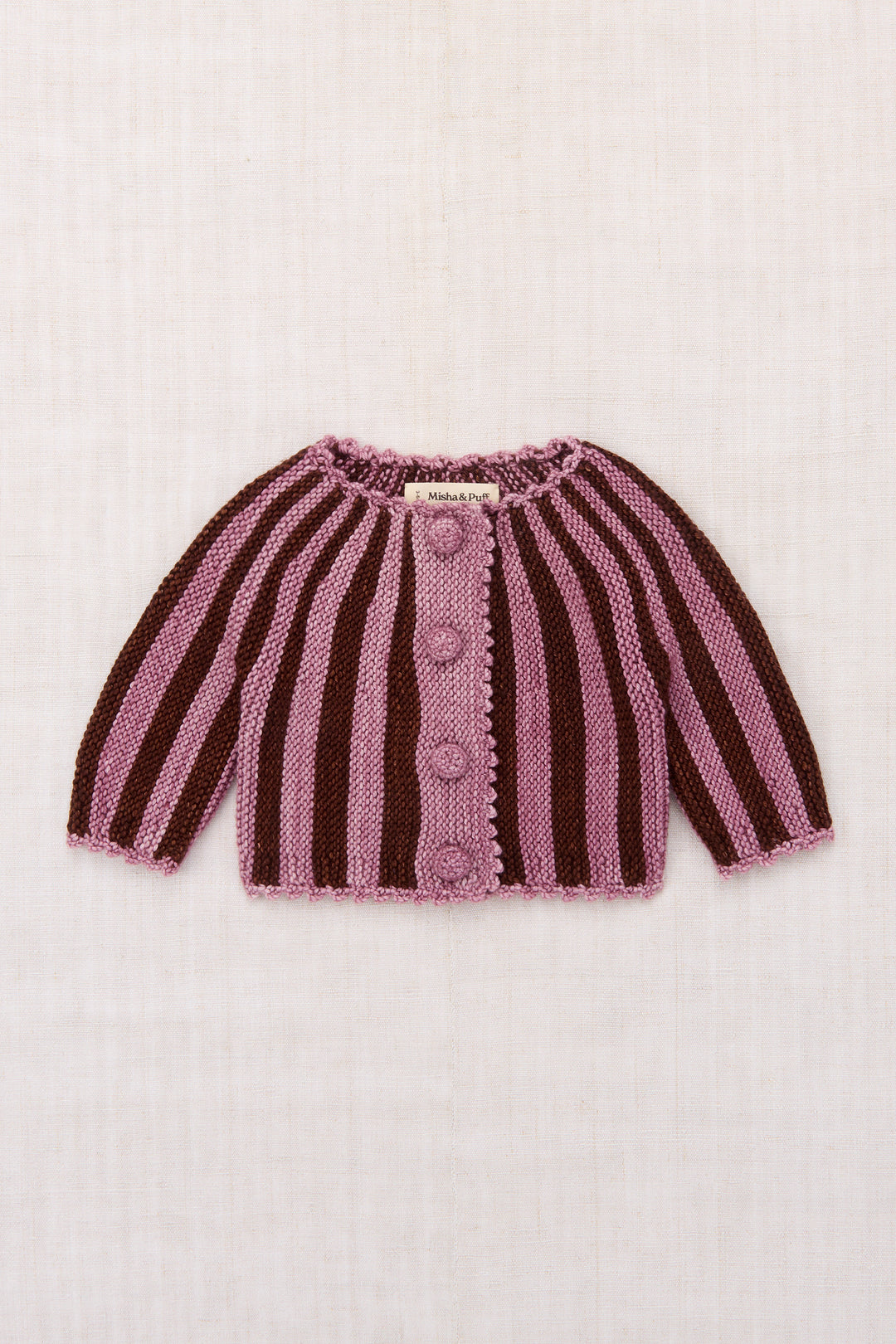 B1408F26-670 BABY CIRCUS STRIPE CARDIGAN - ANTIQUE ROSE