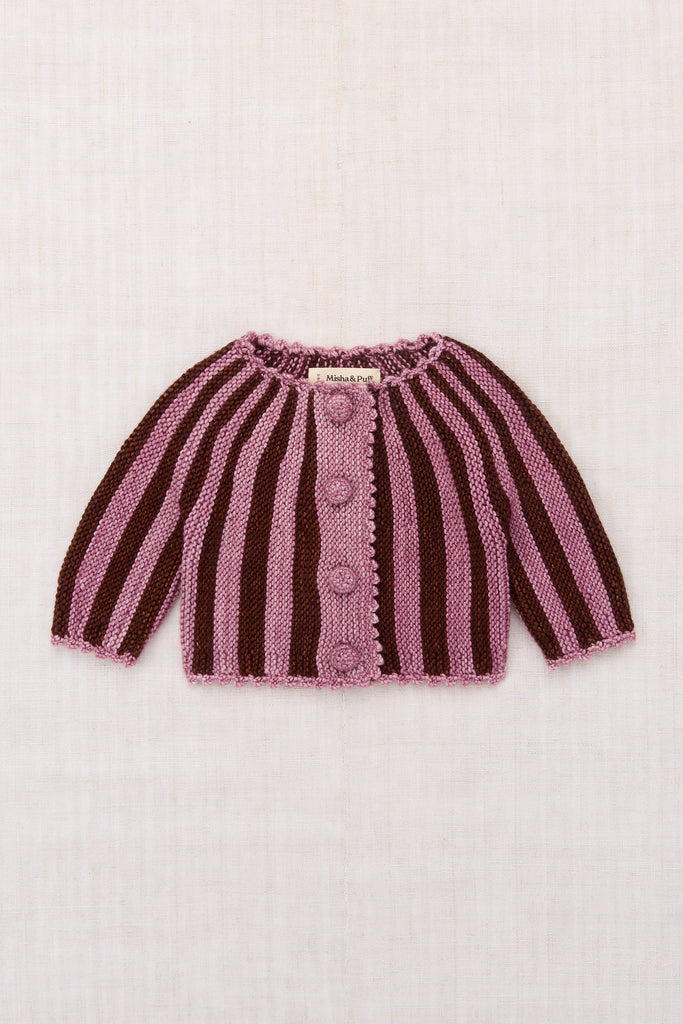B1408F26-670 BABY CIRCUS STRIPE CARDIGAN - ANTIQUE ROSE – whoopikids