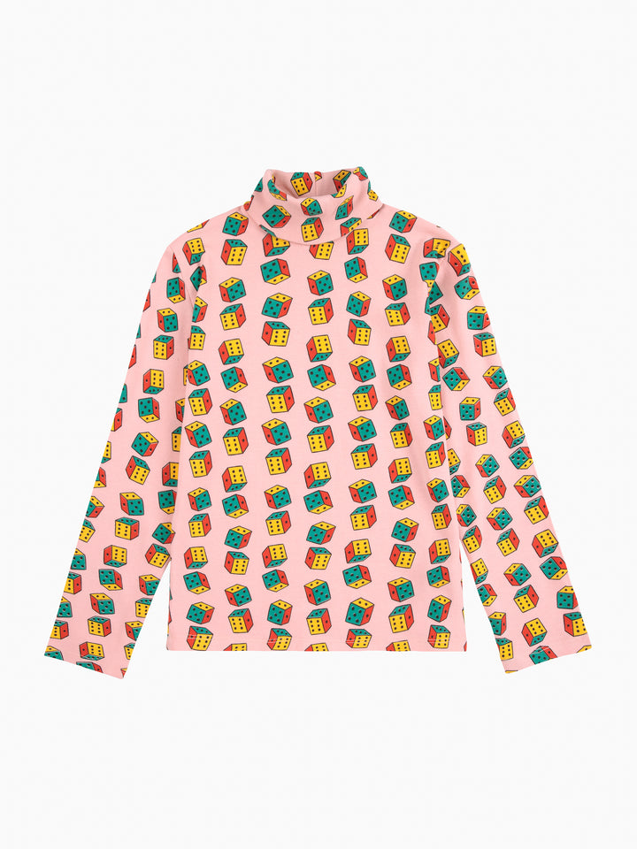 B225AC025-Dices all over turtle neck T-shirt-PINK