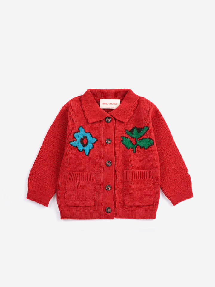 B226AB109 BLOSSOM CARDIGAN - RED
