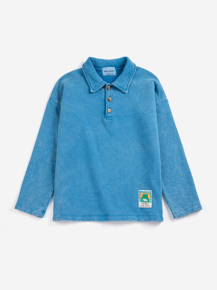B226AC041 BEAST TAG POLO SWEATSHIRT - LIGHT BLUE