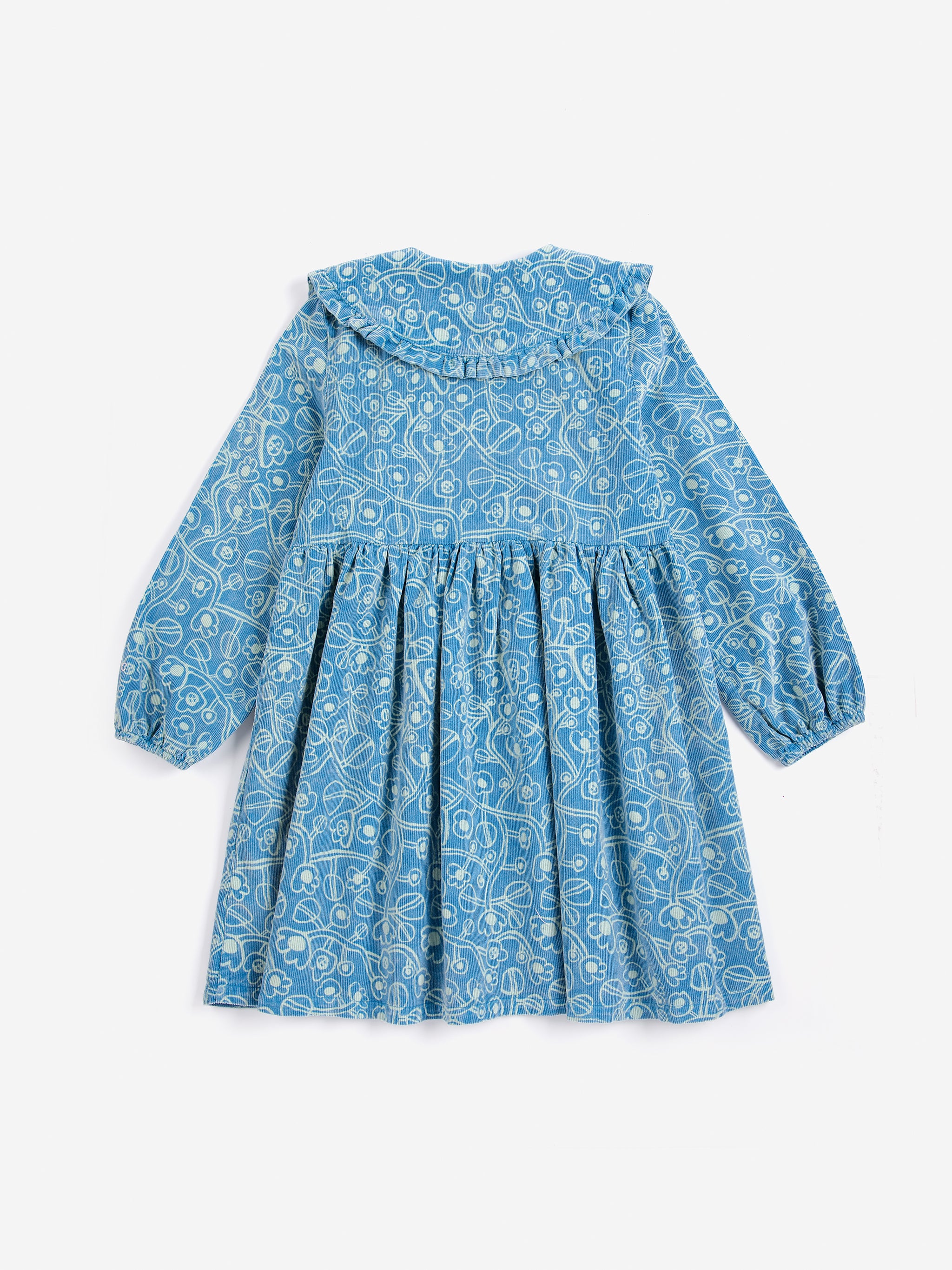 B226AC084 SKETCHY FLOWERS ALL OVER CORDUROY DRESS - BLUE – whoopikids