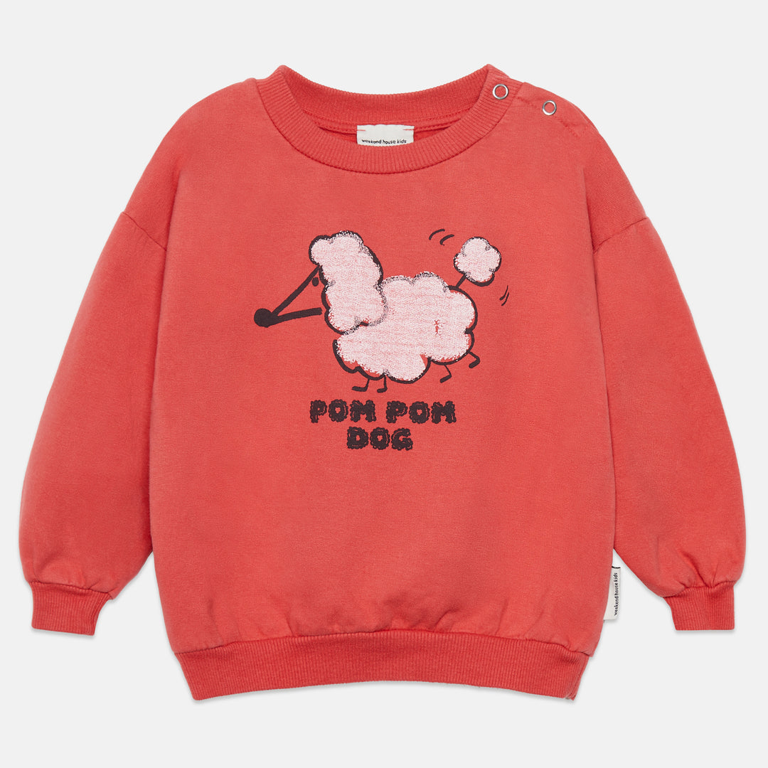 B26881 POM POM DOG BABY SWEATSHIRT - RED