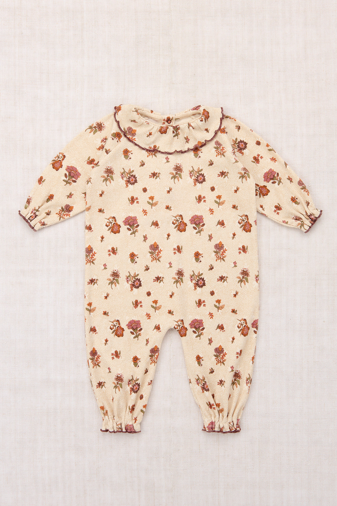 B3130F26-0F6 BABY PIERROT ONESIE - STRING/ANTIQUE ROSE HOLYOKE FLORAL