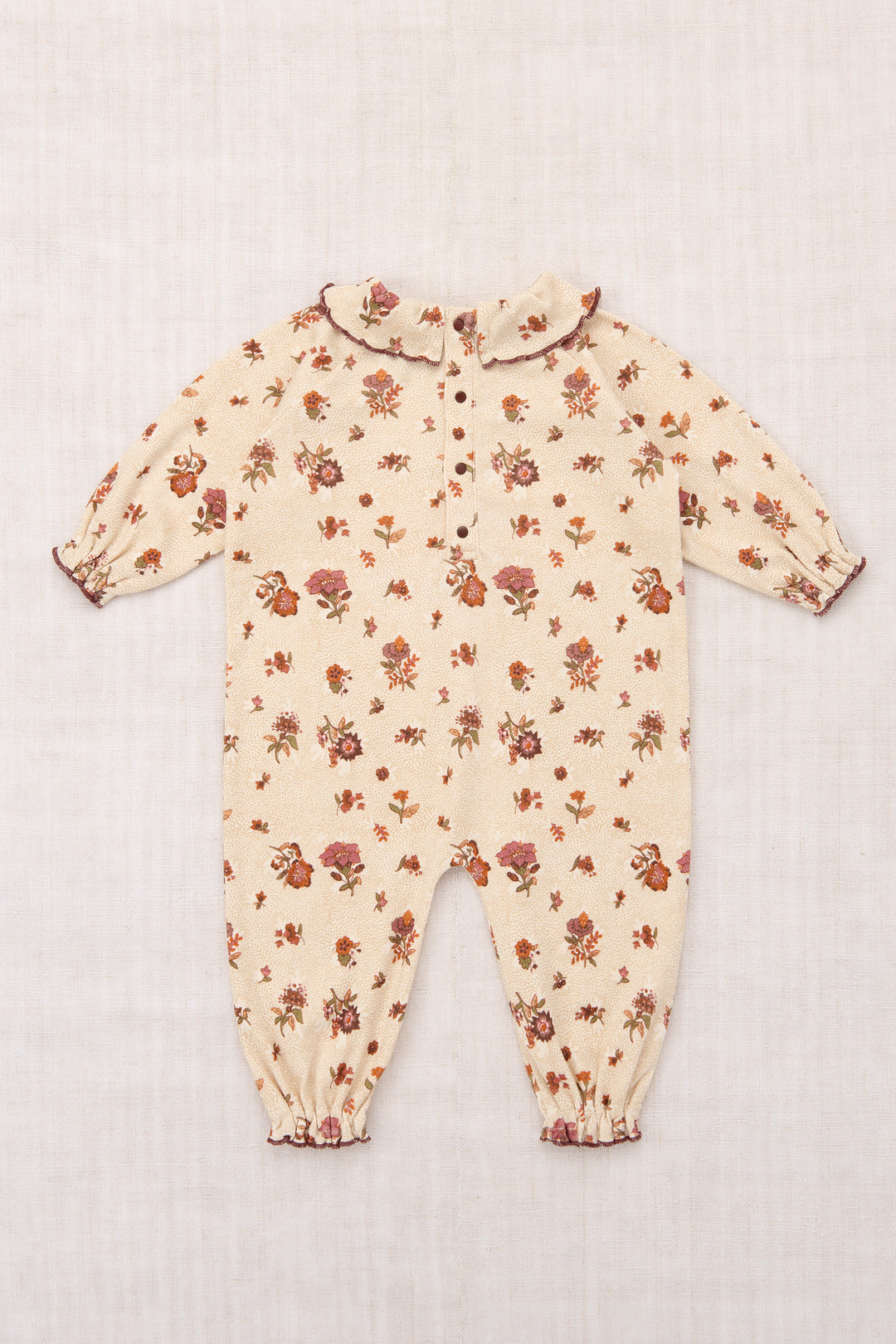B3130F26-0F6 BABY PIERROT ONESIE - STRING/ANTIQUE ROSE HOLYOKE FLORAL
