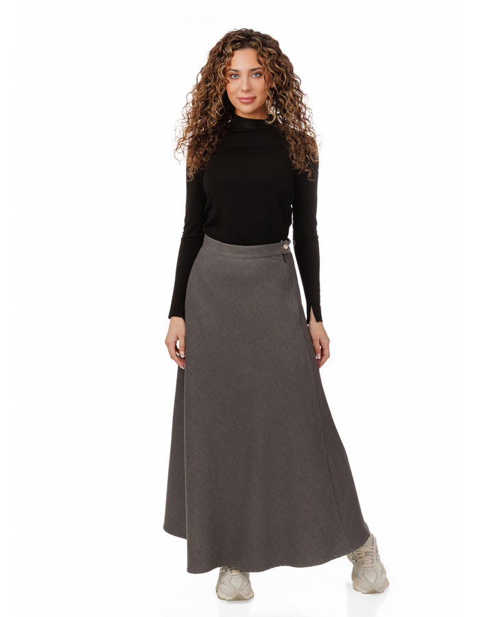B6W5117S-B-Wool Skirt-BLACK