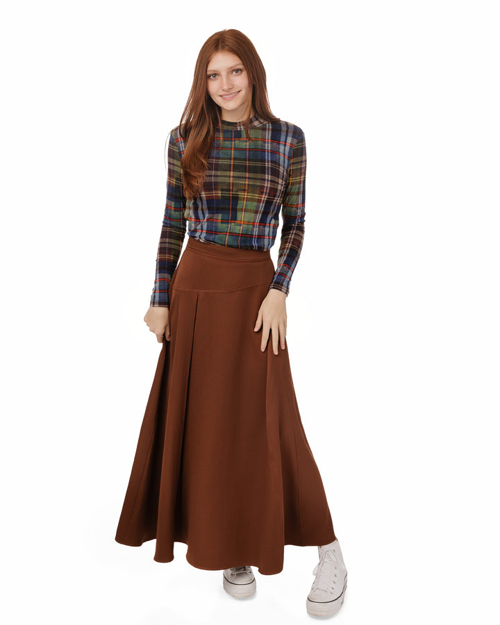 B6W5134S-A-A-Line Skirt-Brown