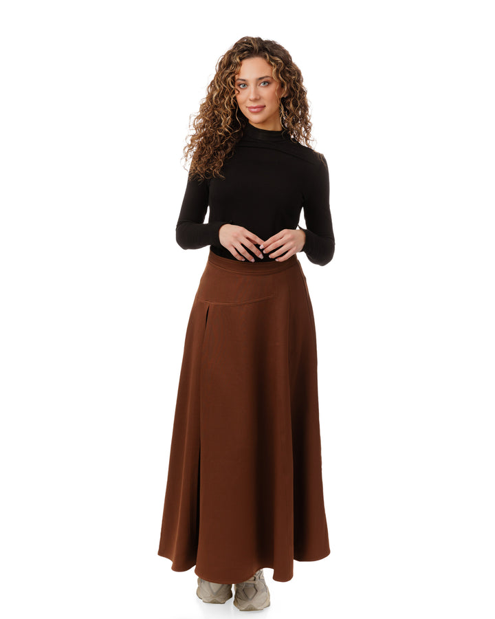 B6W5134S-A-A-Line Skirt-Brown