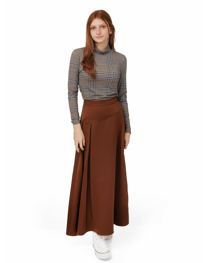 B6W5141T-A-Houndstooth Mock Neck-TAN