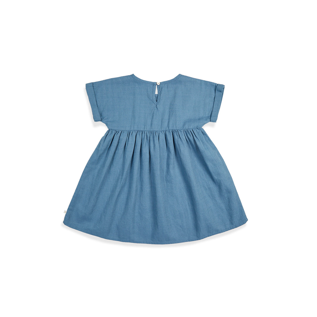 BNG24M45042-Blue BABY)Linen Blend Roll Up Dress