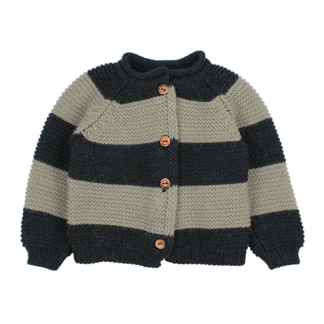 7288-BANDS CARDIGAN-Deep Forest