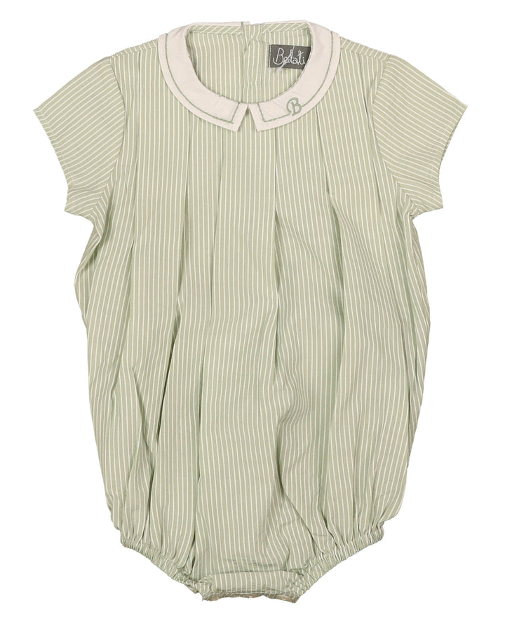 BBB247 STRIPED ROMPER WITH EMBROIDERED COLLAR-MINT