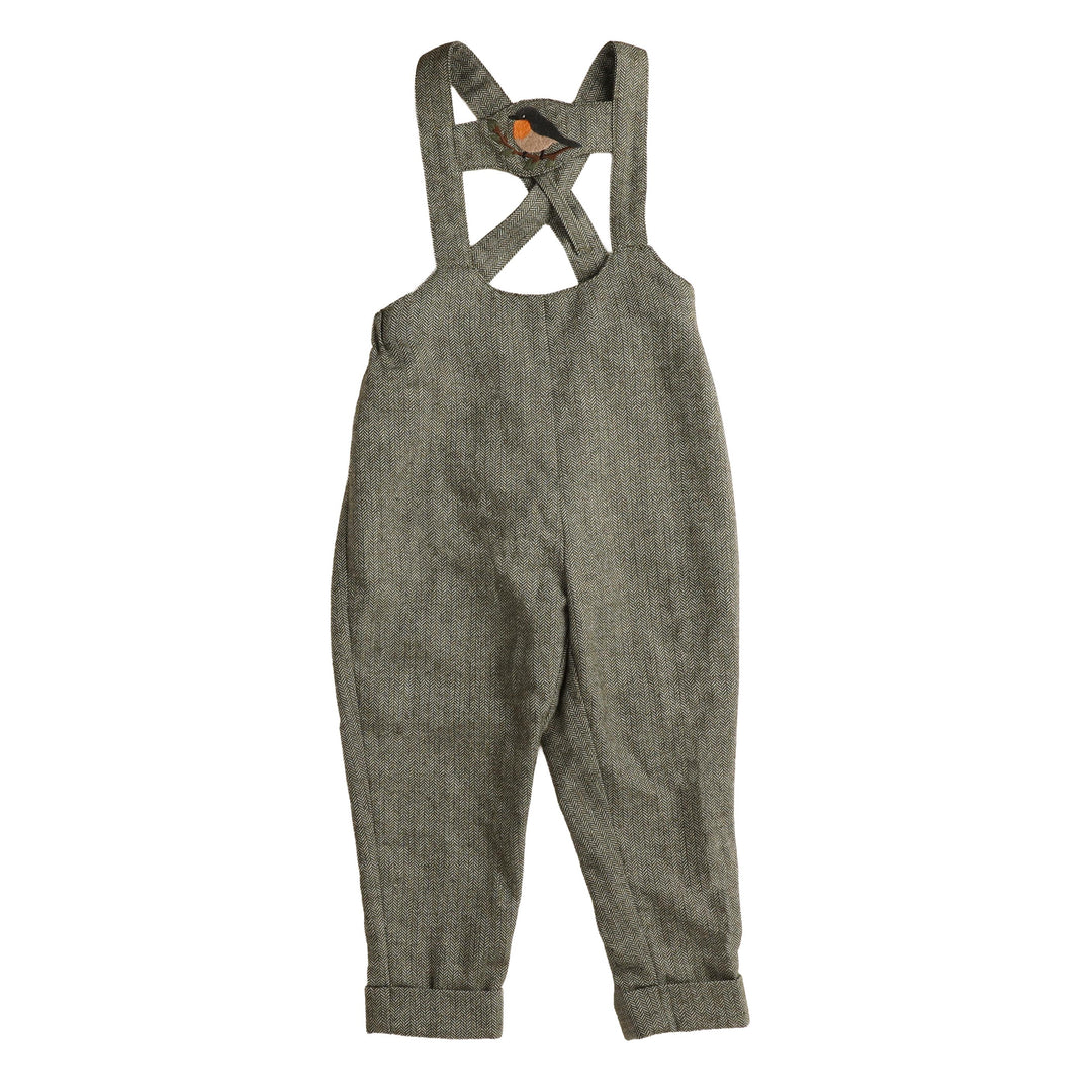 BBB967 BIRD EMBROIDERED H BAR OVERALL - OLIVE
