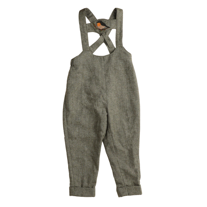 BBB967 BIRD EMBROIDERED H BAR OVERALL - OLIVE