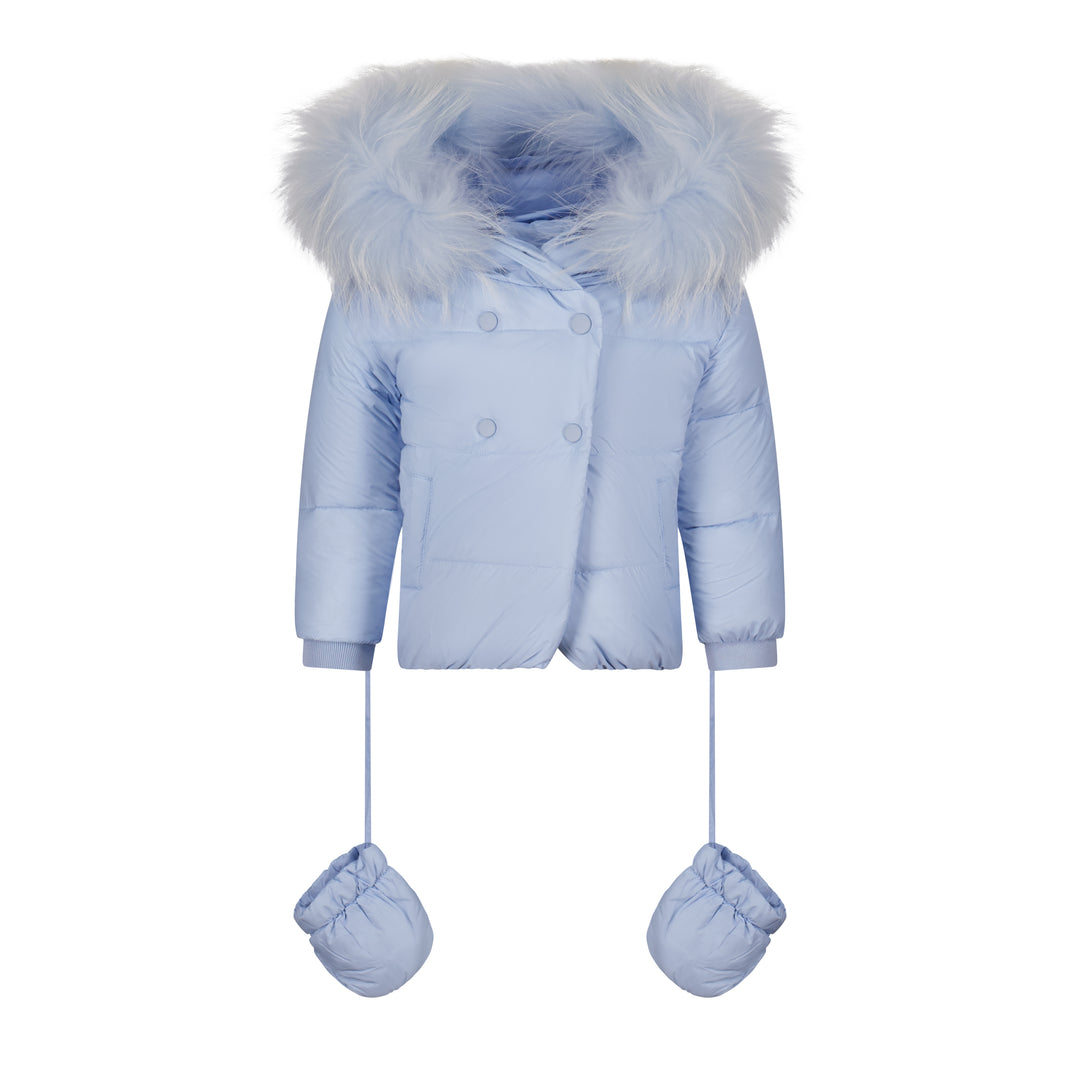 BBDB13-DOUBLE BREASTED LIGHT BLUE W/FUR