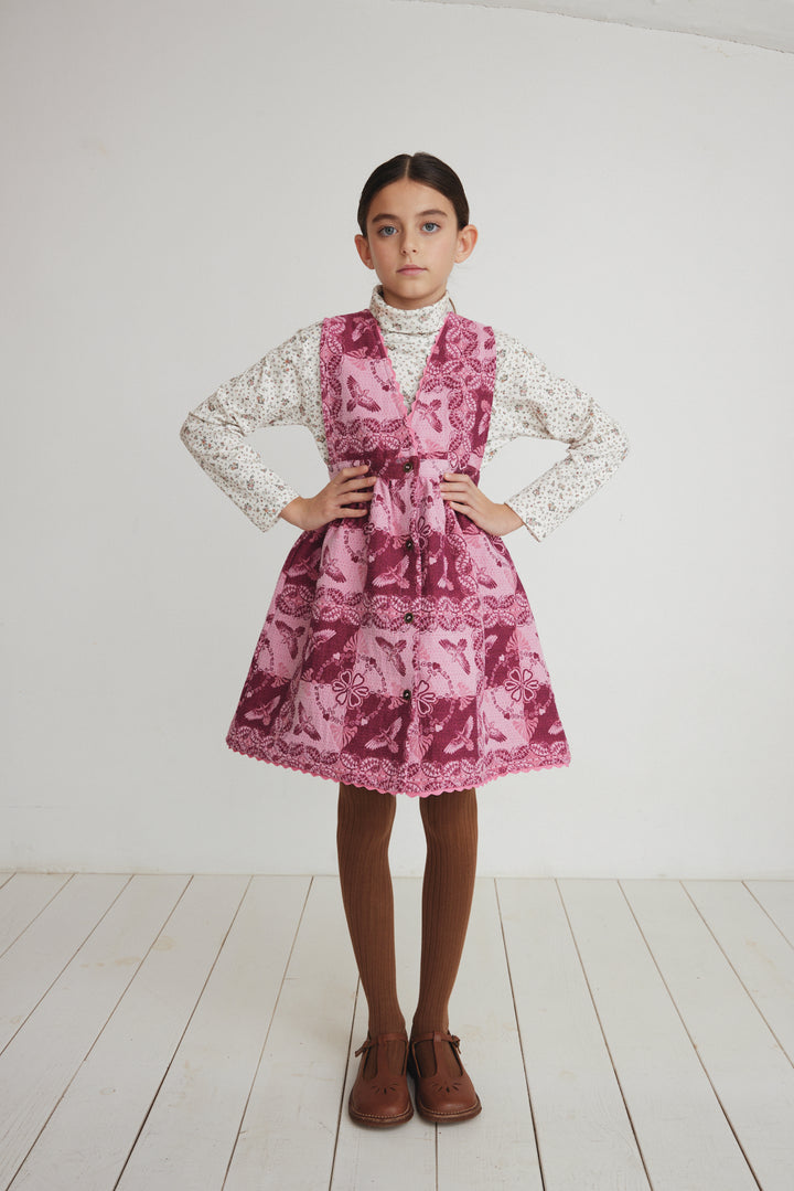 Nina Apron Dress-Rose Bandana