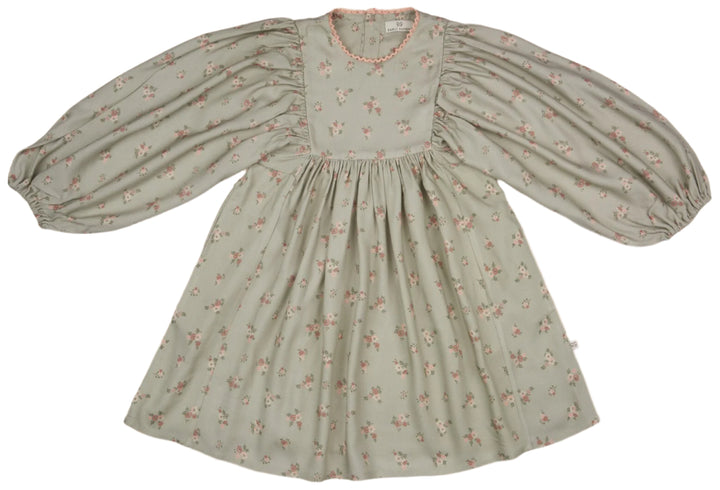 Belle Dress-Printed Viscose Rayon Twill - Ditsy Bouquet Jade Print