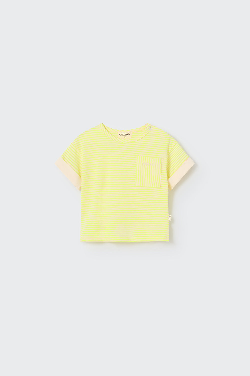 BIEL276S5-ORGANIC SLUB STRIPED BABY T-SHIRT-neon yellow