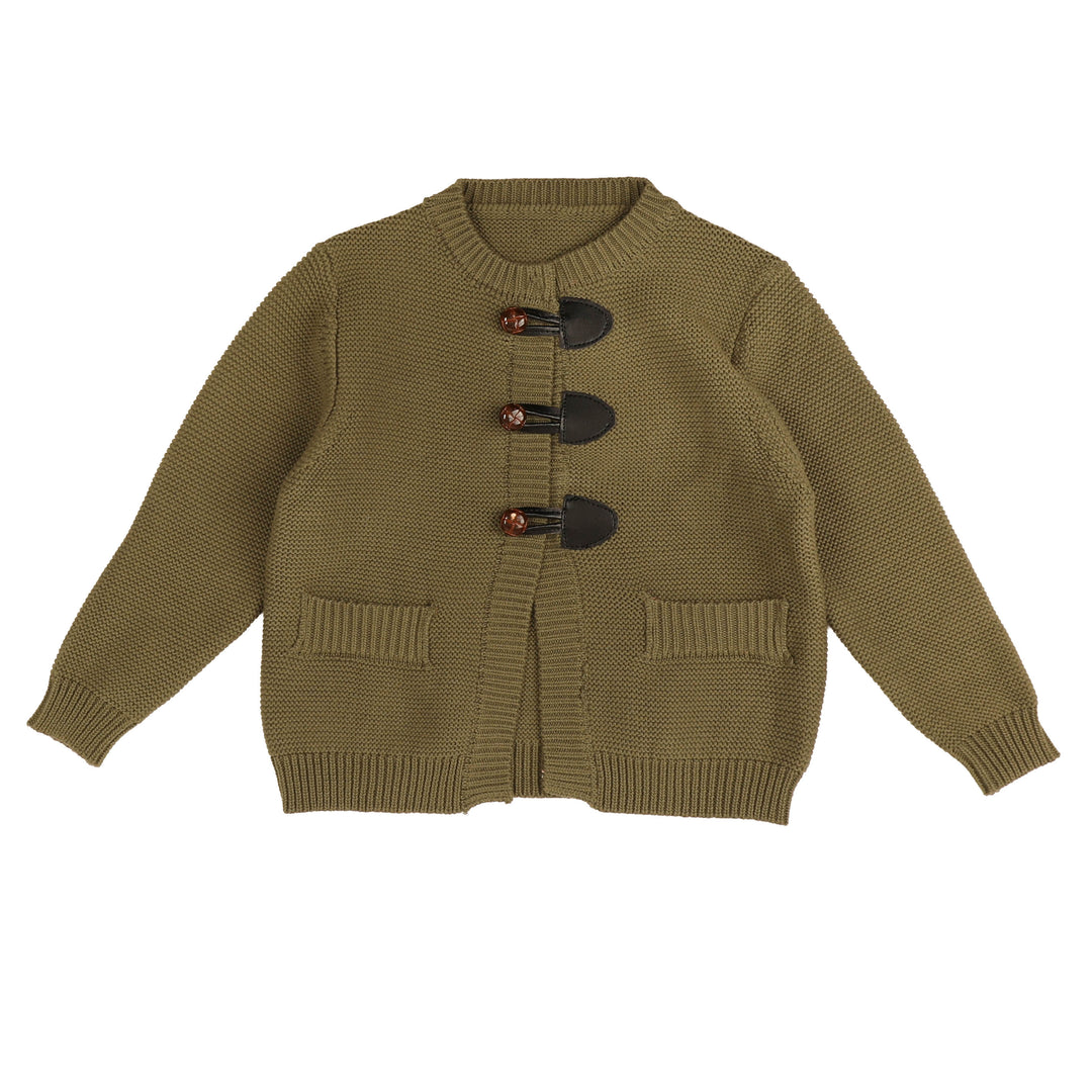 BKN945 KNIT CARDIGAN WITH TOGGLE CLOSURES - OLIVE