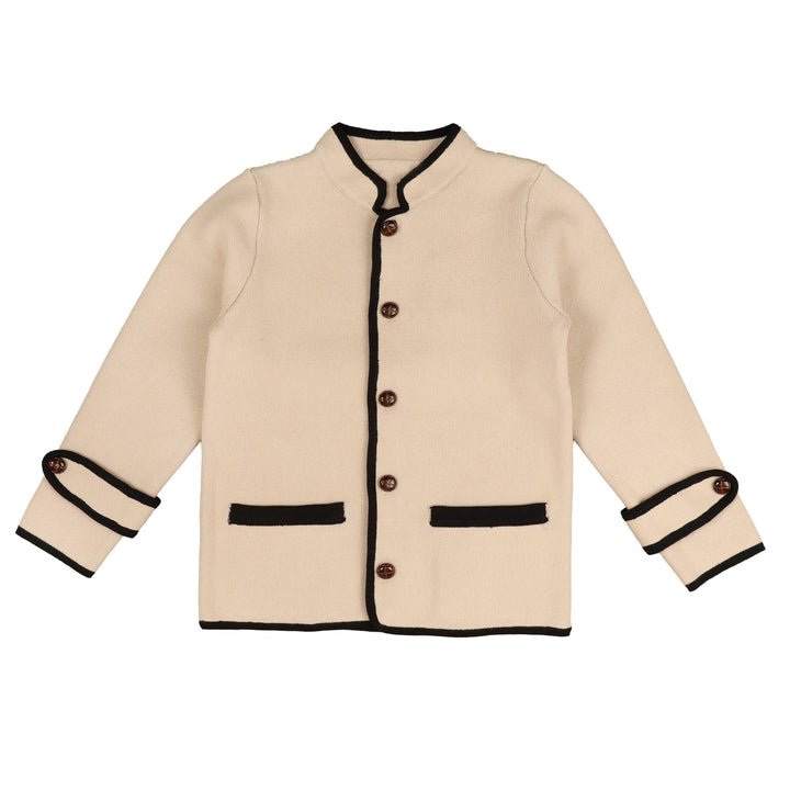 BKN950 CONTRAST TRIM HIGH NECK JACKET KNIT - BLACK