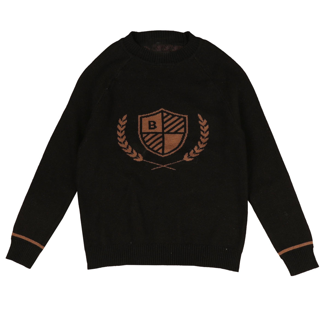 BKN959 CREST DETAIL KNIT - BLACK