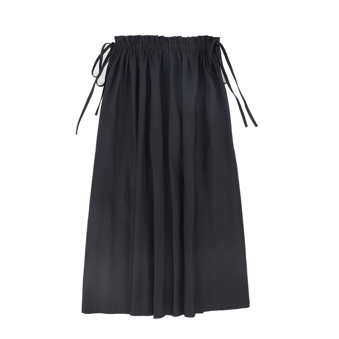 C-21825-Taffeta Maxi Circle Skirt -Black
