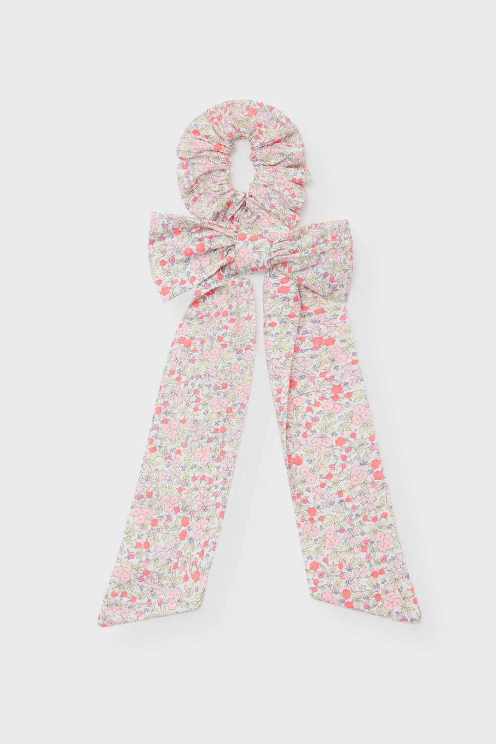 BOWK272S5-ORGANIC FLORAL SCRUNCHIE-neon coral