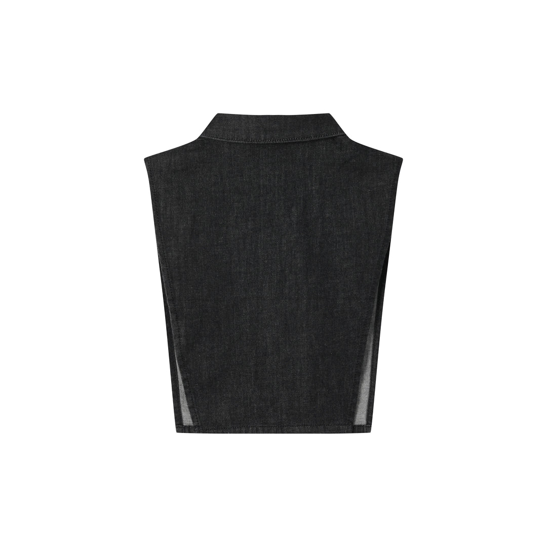 BIB SHIRT COLLAR-BLACK DENIM