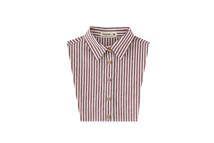 STRIPED BIB COLLAR-BURGUNDY STRIPED