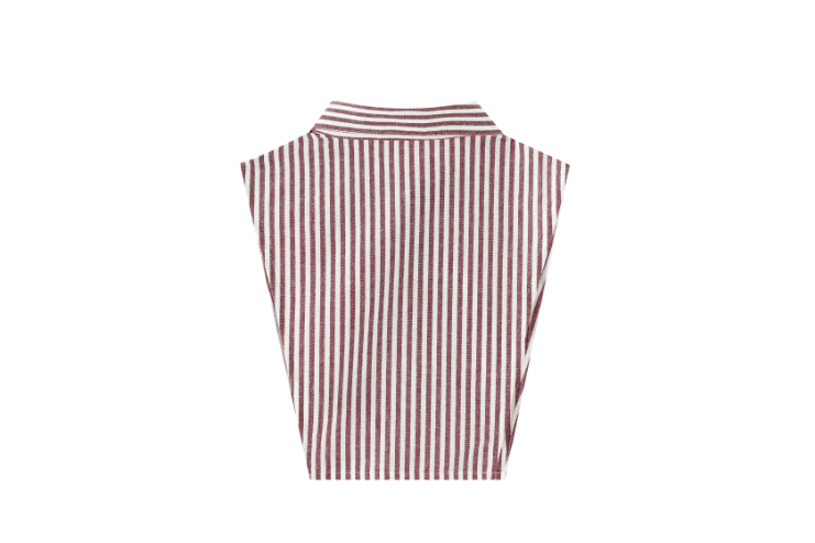 STRIPED BIB COLLAR-BURGUNDY STRIPED
