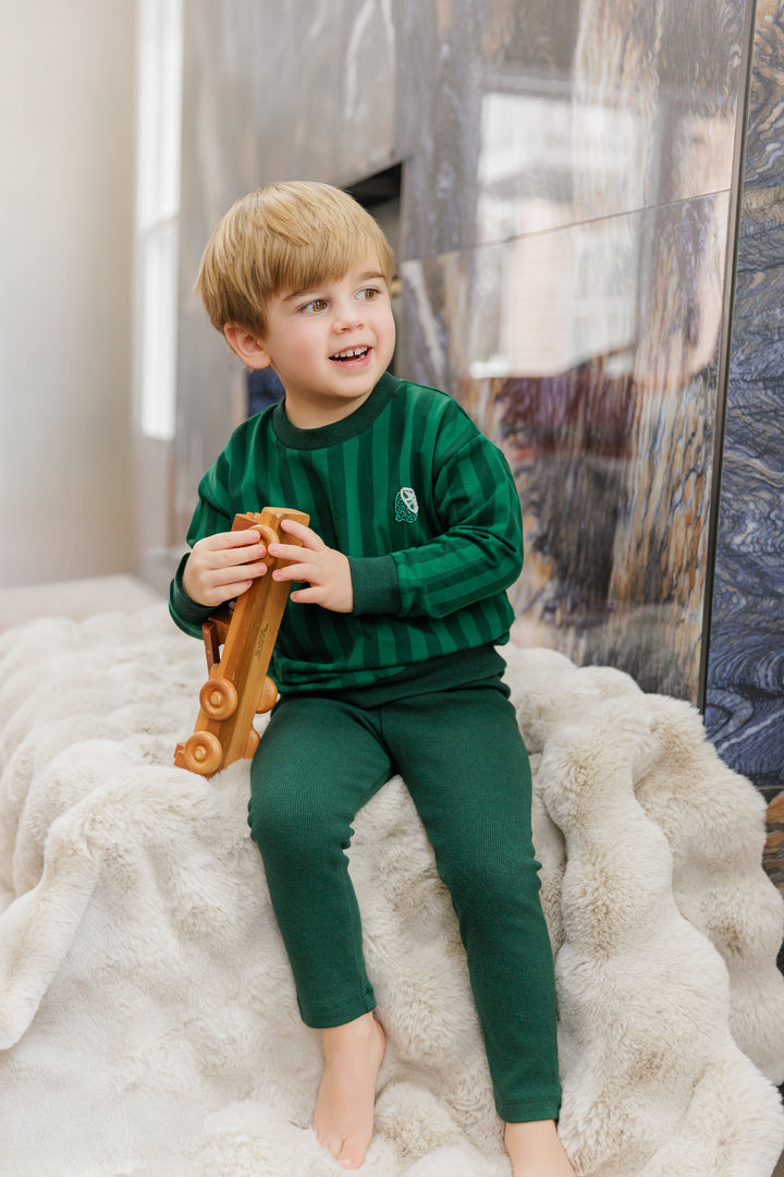BWL26036SET Beaded Stripe Sweatset - Green/Green