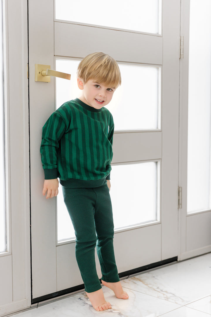 BWL26036SET Beaded Stripe Sweatset - Green/Green