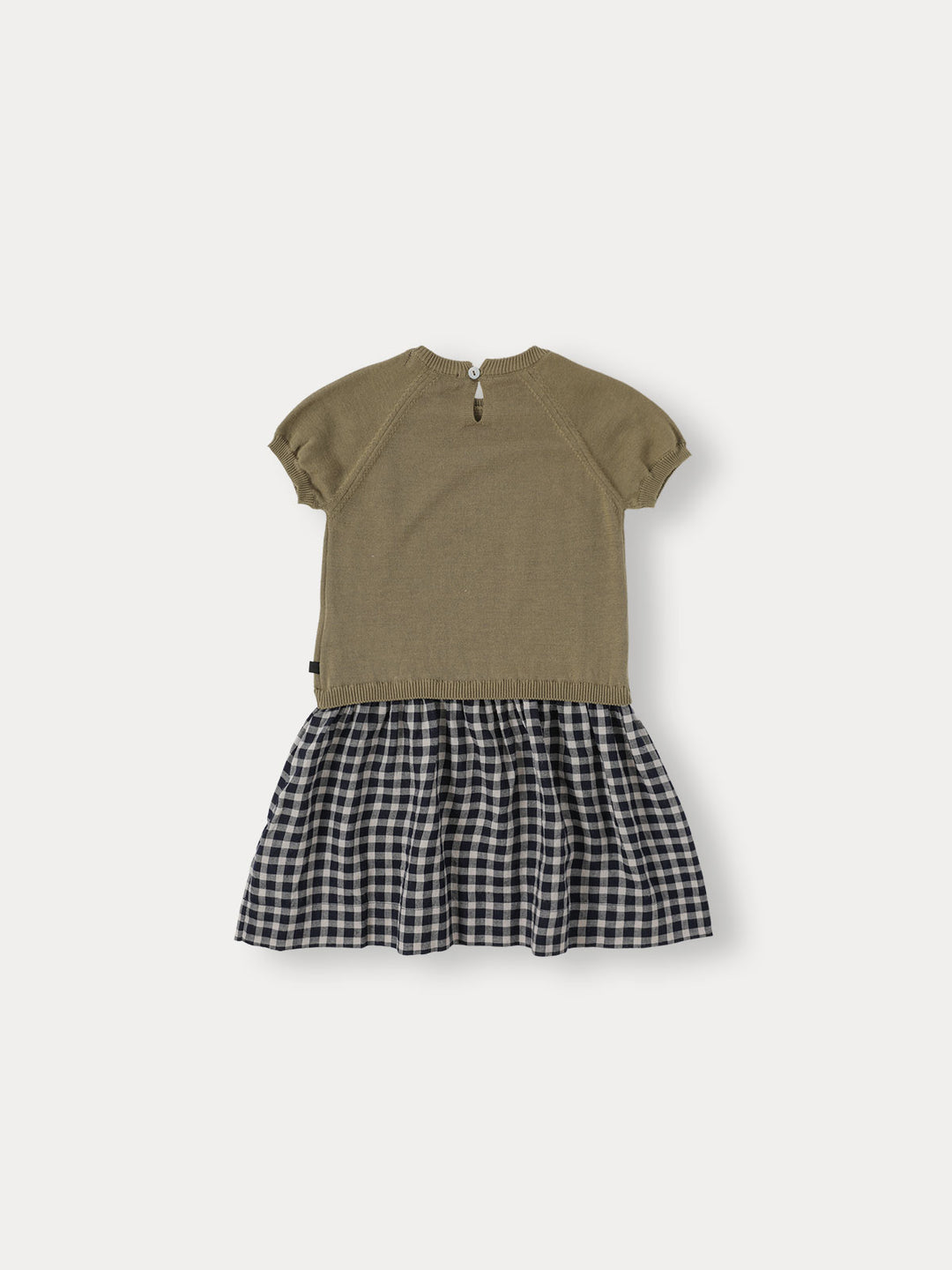 BNG26S1303 DOU CHECK KNIT DRESS - KHAKI