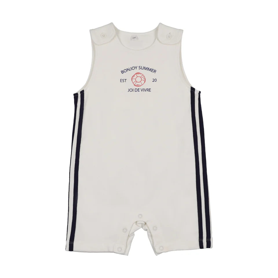 BTSS26004R-Bonjoy Summer Romper - Boy-White/Blue
