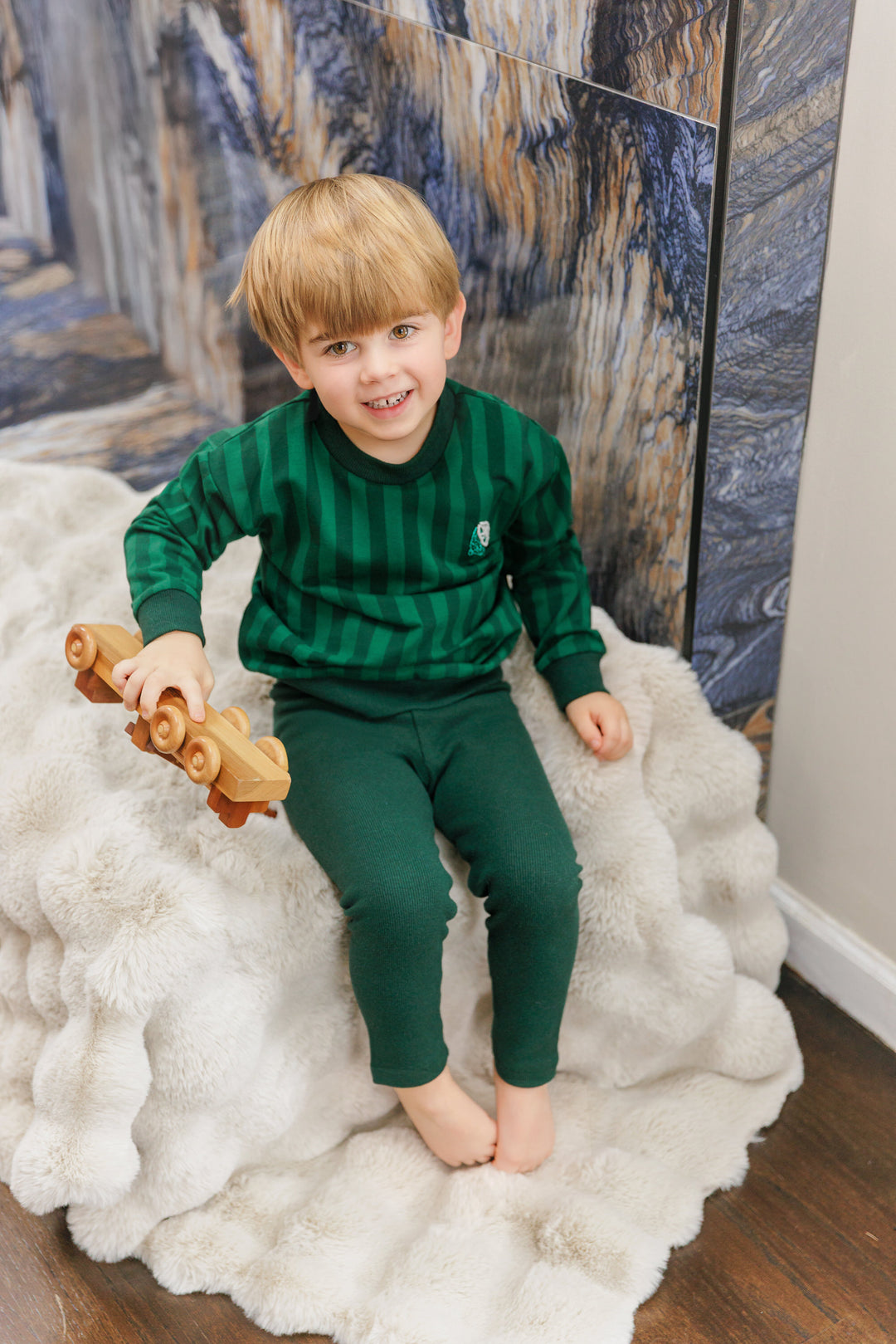 BWL26036SET Beaded Stripe Sweatset - Green/Green