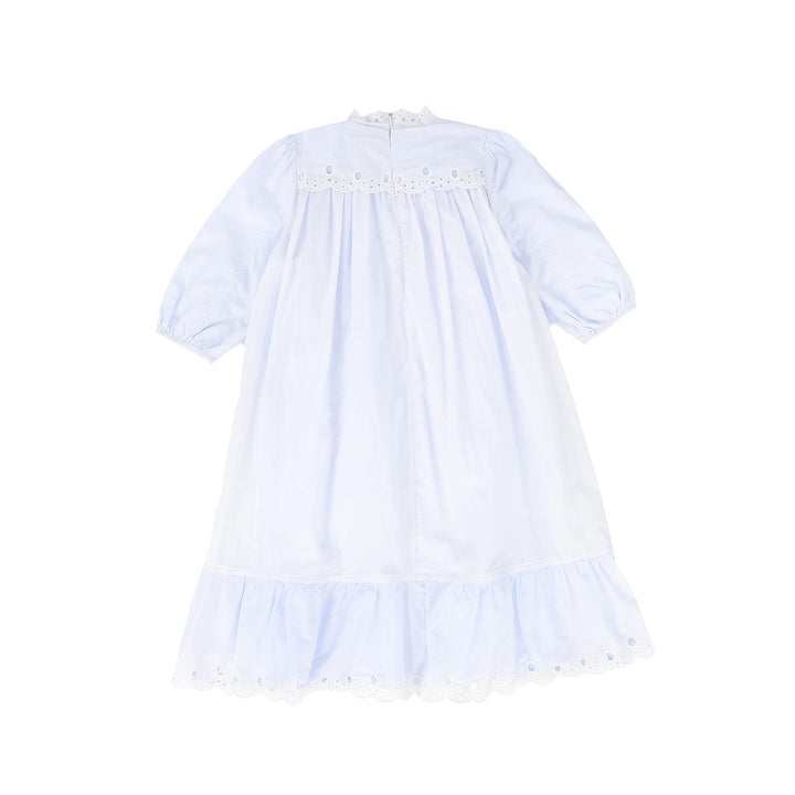 C-17220-Cotton Eyelet Trim Dress -Light Blue