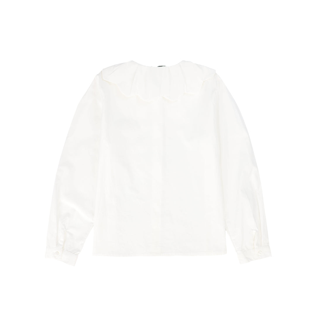 C-17239-Scallop Collar Blouse -White