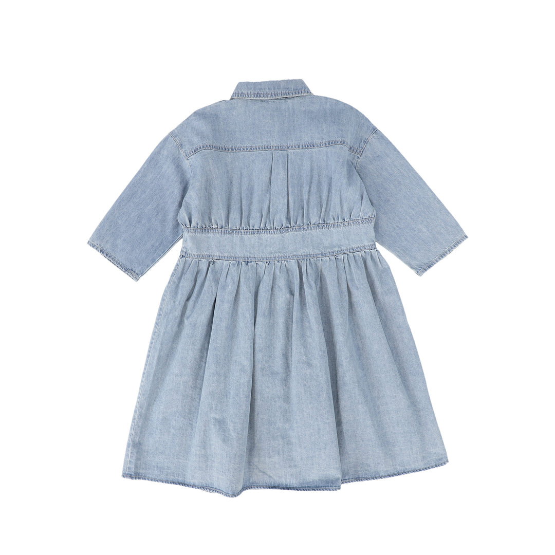 C-17531-Denim Waisted Shirtdress -LT Blue Denim