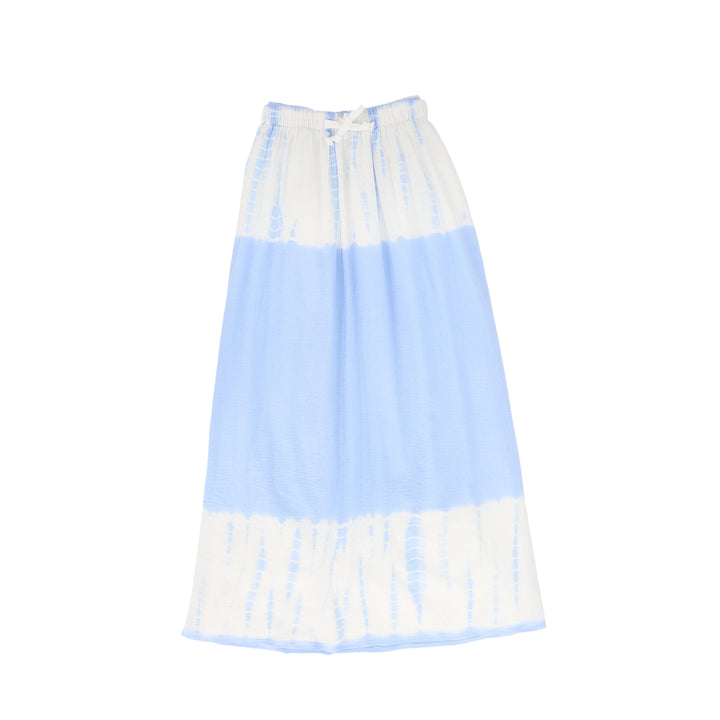 C-18629-Crinkle Tie Dye Maxi Skirt -Light Blue