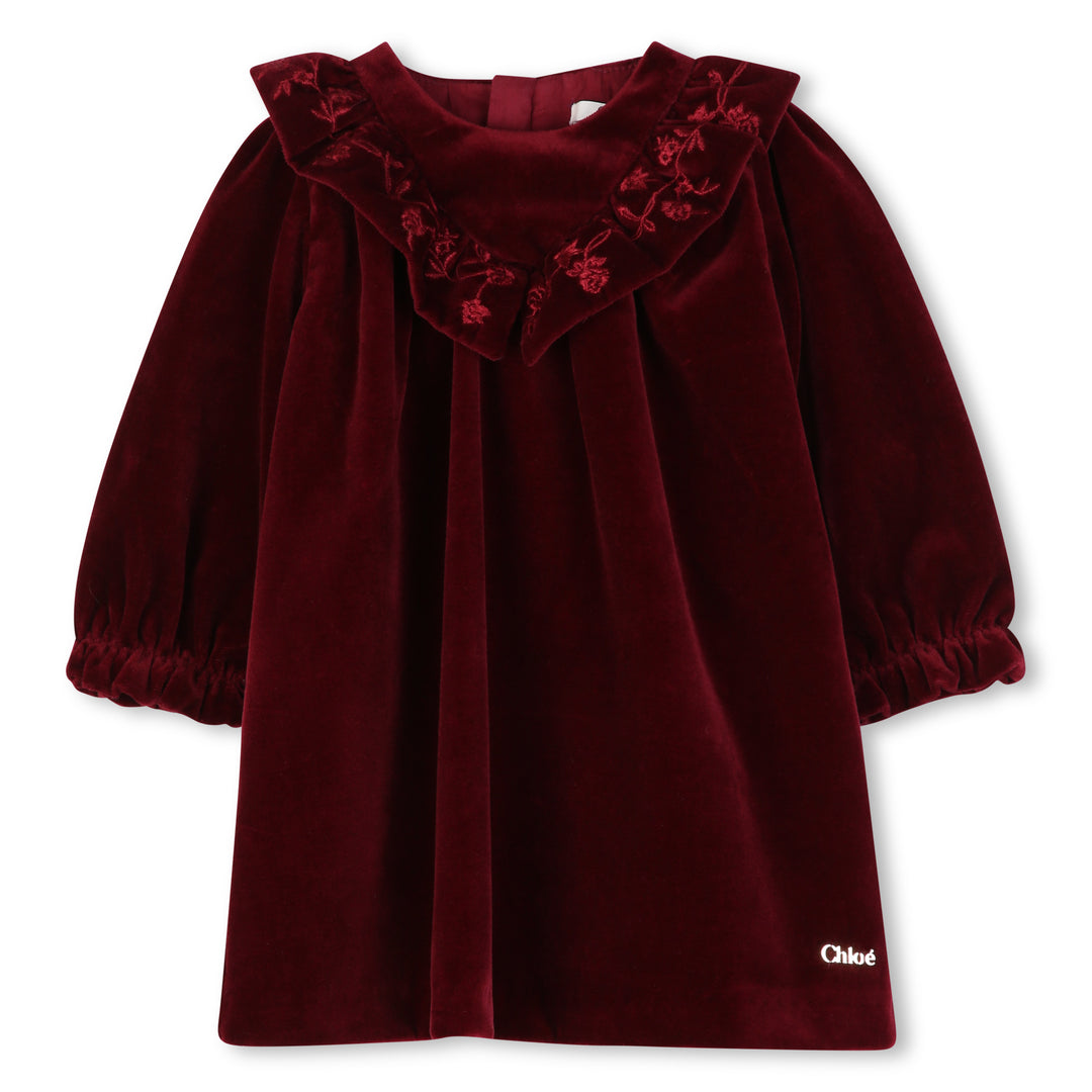 C21339 RUBY VELVET LONG SLEEVED DRESS