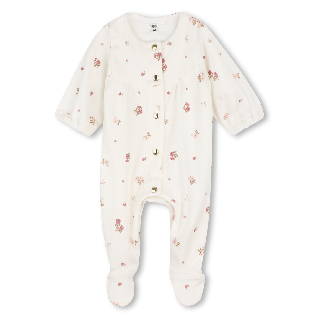 C21403 OFFWHITE FOOTIE AND BIB SET IN GIFT BOX